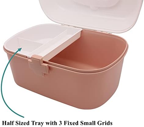 Plastic First Aid Storage Box Container Bin with Removable Tray and Portable ...