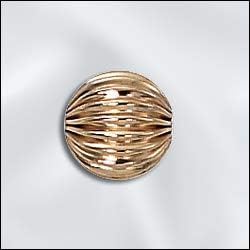 8mm- 10 Pieces, 14kt Gold Filled Corrugated Round Beads, Fluted GF Beads, Str...