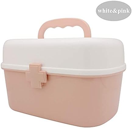 Plastic First Aid Storage Box Container Bin with Removable Tray and Portable ...