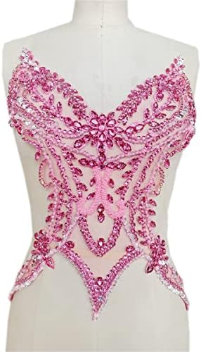 Handmade Rhinestones lace Applique sew on Beads Sequins Trim Patches Accessor...