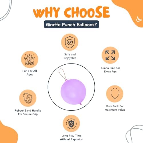 Giraffe 150 Pack 18'' Large Latex Neon Rubber Punch Balloons for Parties