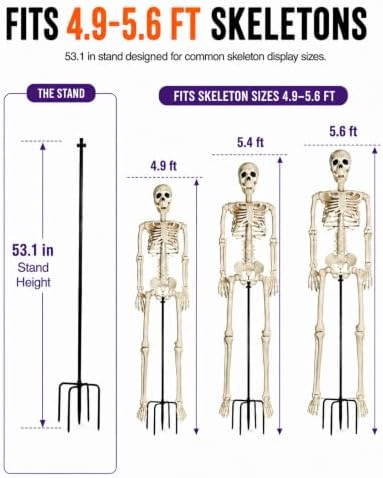 2PCS Skeleton Stand for 5-5.6 FT Giant Skeletons,【Skeleton Not Included】