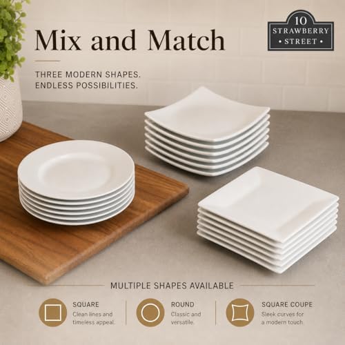 10 Strawberry Street 6" Catering Round Appetizer Plate, Set of 12,White