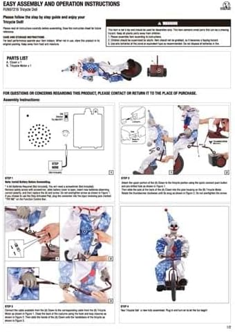 Tricycle Doll Clown Animatronic Halloween Decoration