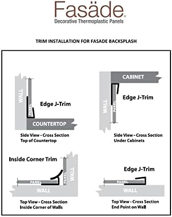 FASÄDE 47 in Vinyl Inside Corner Trim Brushed Nickel (5 Pack)