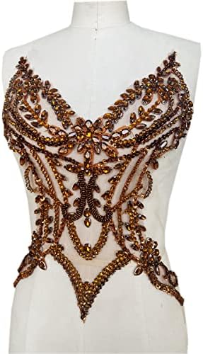 Handmade Rhinestones lace Applique sew on Beads Sequins Trim Patches Accessor...