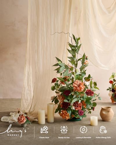 Ling's moment 36" Freestanding Flowers, Fall Wedding Decor, Terracotta
