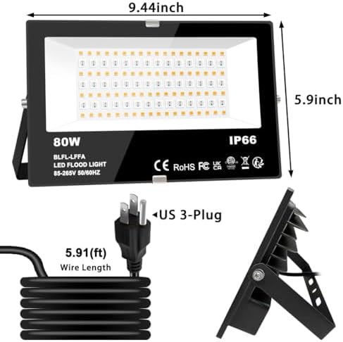 MELPO LED Flood Light Outdoor 800W Equivalent 8000LM RGB Landscape Lighting