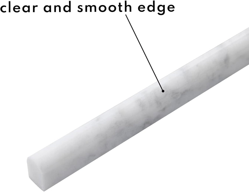 Carrara White 1/2" X 12" Marble Pencil Liner Tile, Edge Trim Moldin...