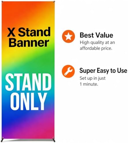 4U Media&Displays X Frame Banner Stand 2 Pack Adjustable 24"x72"...