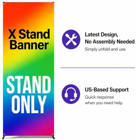 4U Media&Displays X Frame Banner Stand 2 Pack Adjustable 24"x72"...