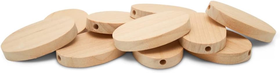 Flat Wooden Bead 1-3/4 inch, Pack of 100 Oval Discs for Jewelry Making and Cr...