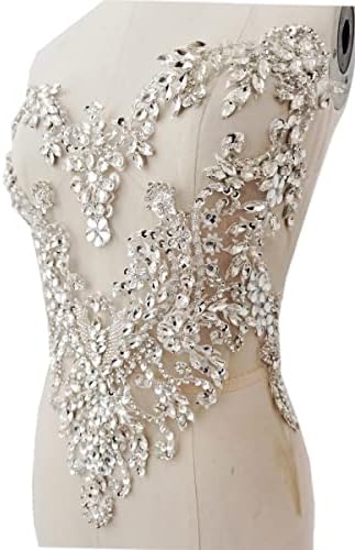 Handmade Rhinestones lace Applique handsewing Beads Sequins Trimming Patches ...