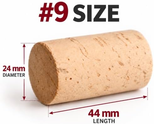 250 Natural Wine Corks #9, 44 x 24 mm, Made in Portugal