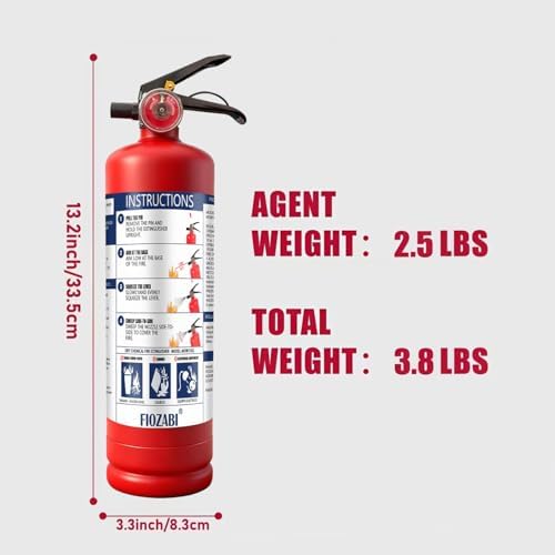 ABC Fire Extinguisher for Home & Vehicle - 2.5 lb 1-A:10-B:C Rated, Dry C...