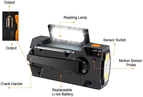 NPET Emergency Solar Hand Crank Radio, AM FM NOAA Portable with LED Light