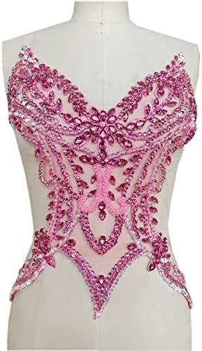 Handmade Rhinestones lace Applique sew on Beads Sequins Trim Patches Accessor...