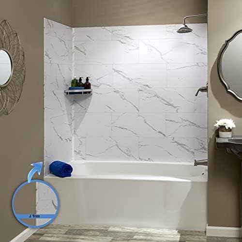 Palisade 94 in. Vinyl J-Trim in Carrara Marble (5 Pack)