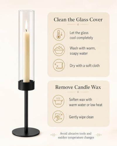 Romadedi Black Metal Hurricane Taper Candle Holders, Set of 3