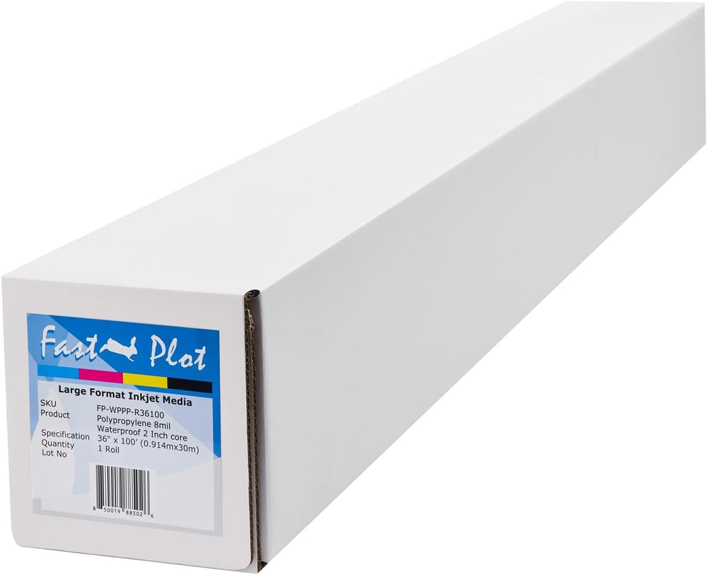 FastPlot Polypropylene Banner 8 mil Waterproof - 36inch x 100ft Roll - 2inch ...