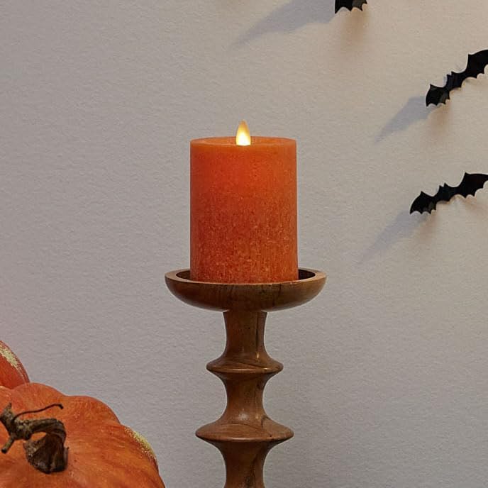 Luminara Sea Glass Candle, Harvest Pumpkin 3" x 4.5", Real Wax LED
