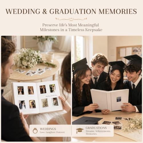 Ruibytree 128 Pockets Instax Mini Photo Album for 2x3 Pictures, Beige