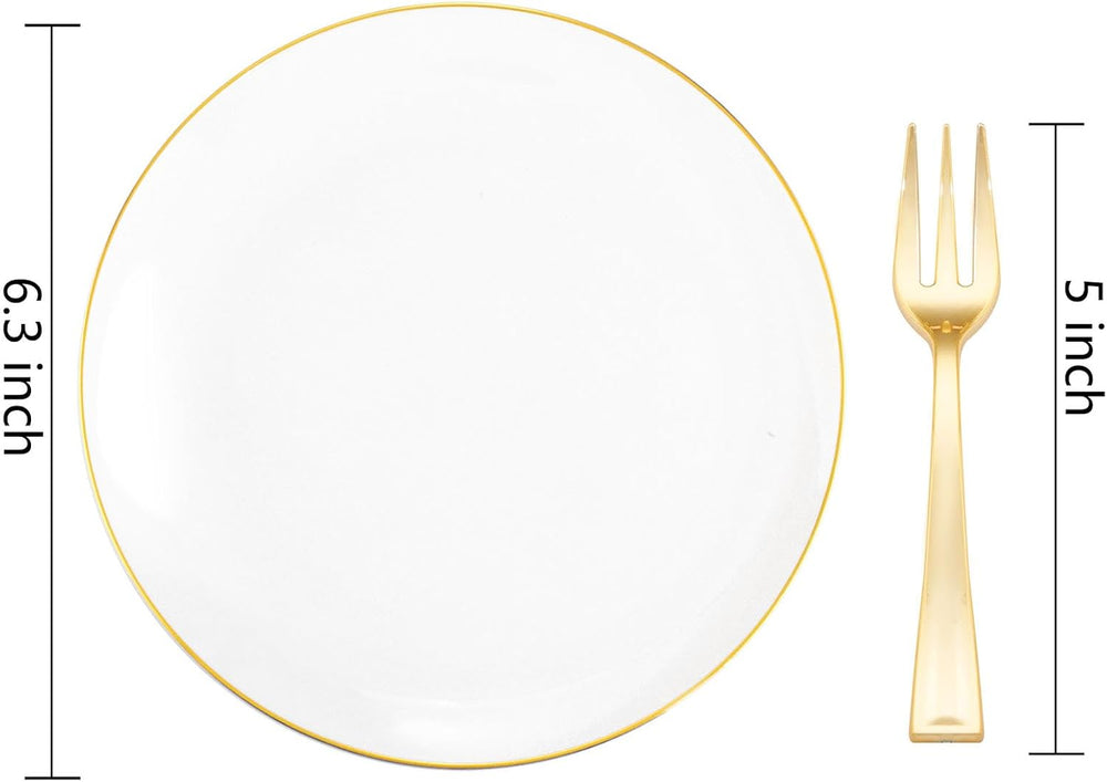 400Pcs Gold Dessert Plates 6.3" with Forks 5"- 200PCS Small Disposa...