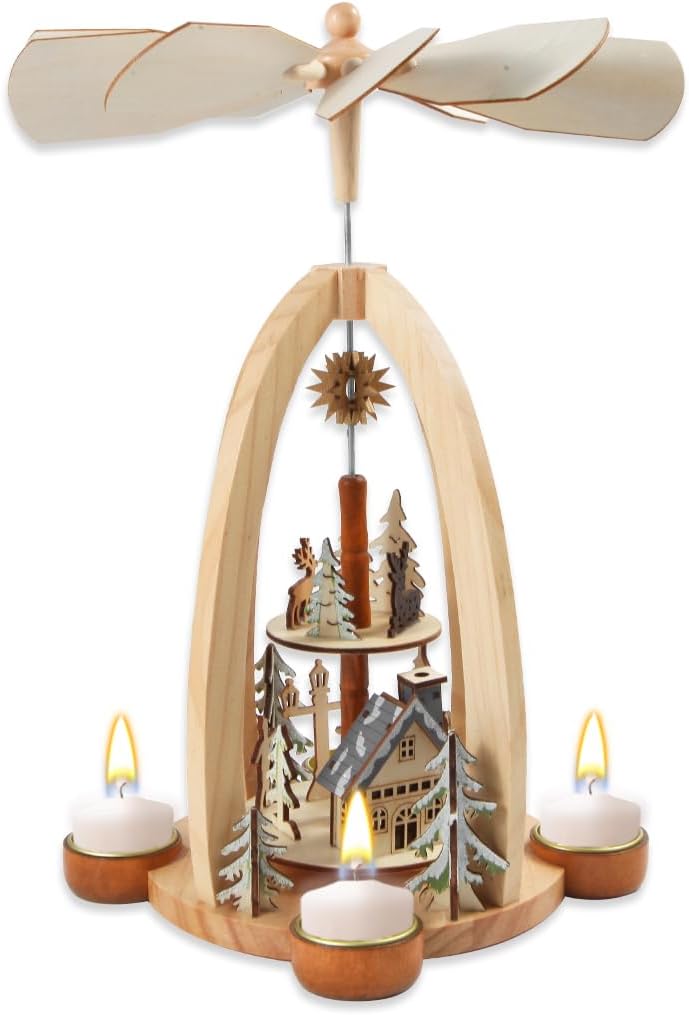 14Inch Wooden Christmas Pyramid with 4 Candle Holders-Nativity Scene Set for ...