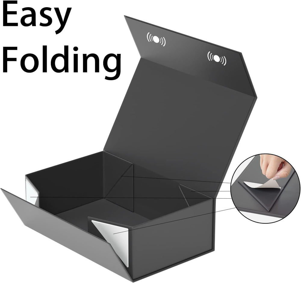 RYDDOY 5 Pack Black Gift Box, 13.8x9.5x4.3'' Large Gift Boxes with Lids