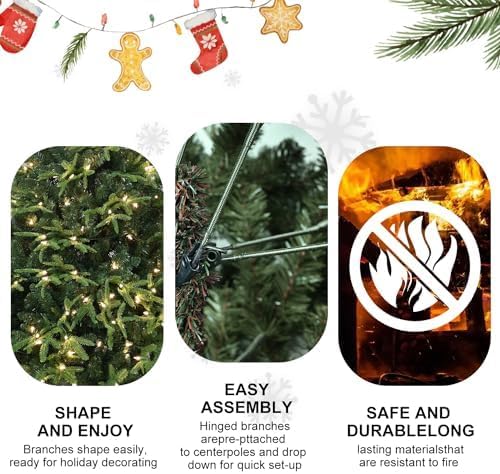 6ft Prelit Artificial Christmas Tree with 2056 PE PVC Tips, Premium Pre-Lit H...