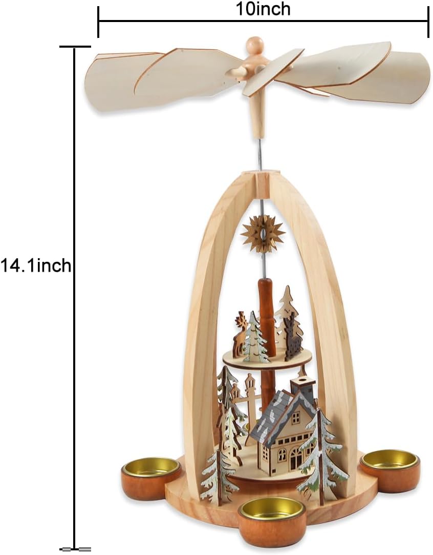 14Inch Wooden Christmas Pyramid with 4 Candle Holders-Nativity Scene Set for ...