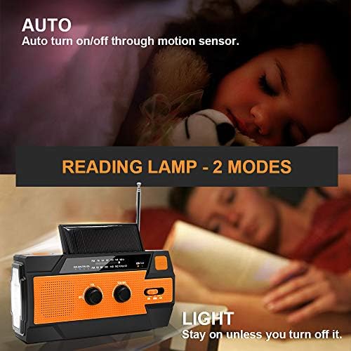 NPET Emergency Solar Hand Crank Radio, AM FM NOAA Portable with LED Light