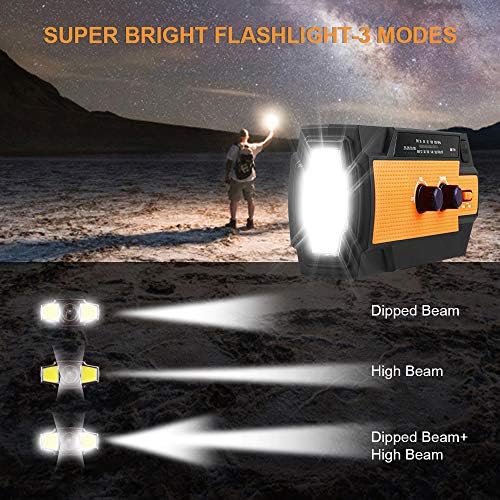 NPET Emergency Solar Hand Crank Radio, AM FM NOAA Portable with LED Light