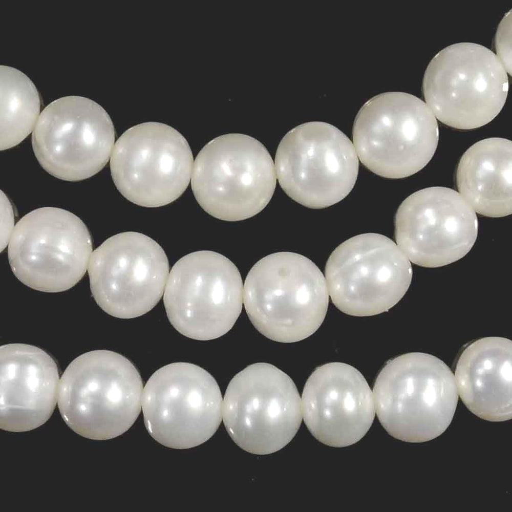 Adabele 14 Inch Real Natural AAA High Luster Fairly Round Pearl Beads 6-7mm