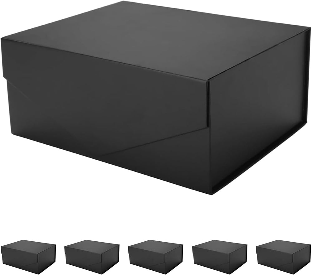 6 Black Gift Boxes 9x6.5x3.8in with Magnetic Lids
