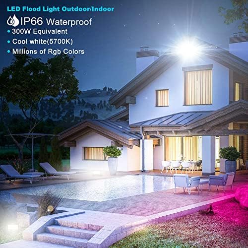 LED Flood Light Outdoor, 30W Equivalent 3000LM Smart RGB Landscape Lighting