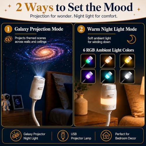 Galaxy Projector Night Light, 2-in-1 Star Projector with 13 Films