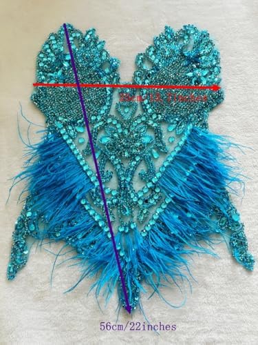 Pure Handmade Bodice lace Rhinestones Applique Sewing Stones Beads Crystal Tr...