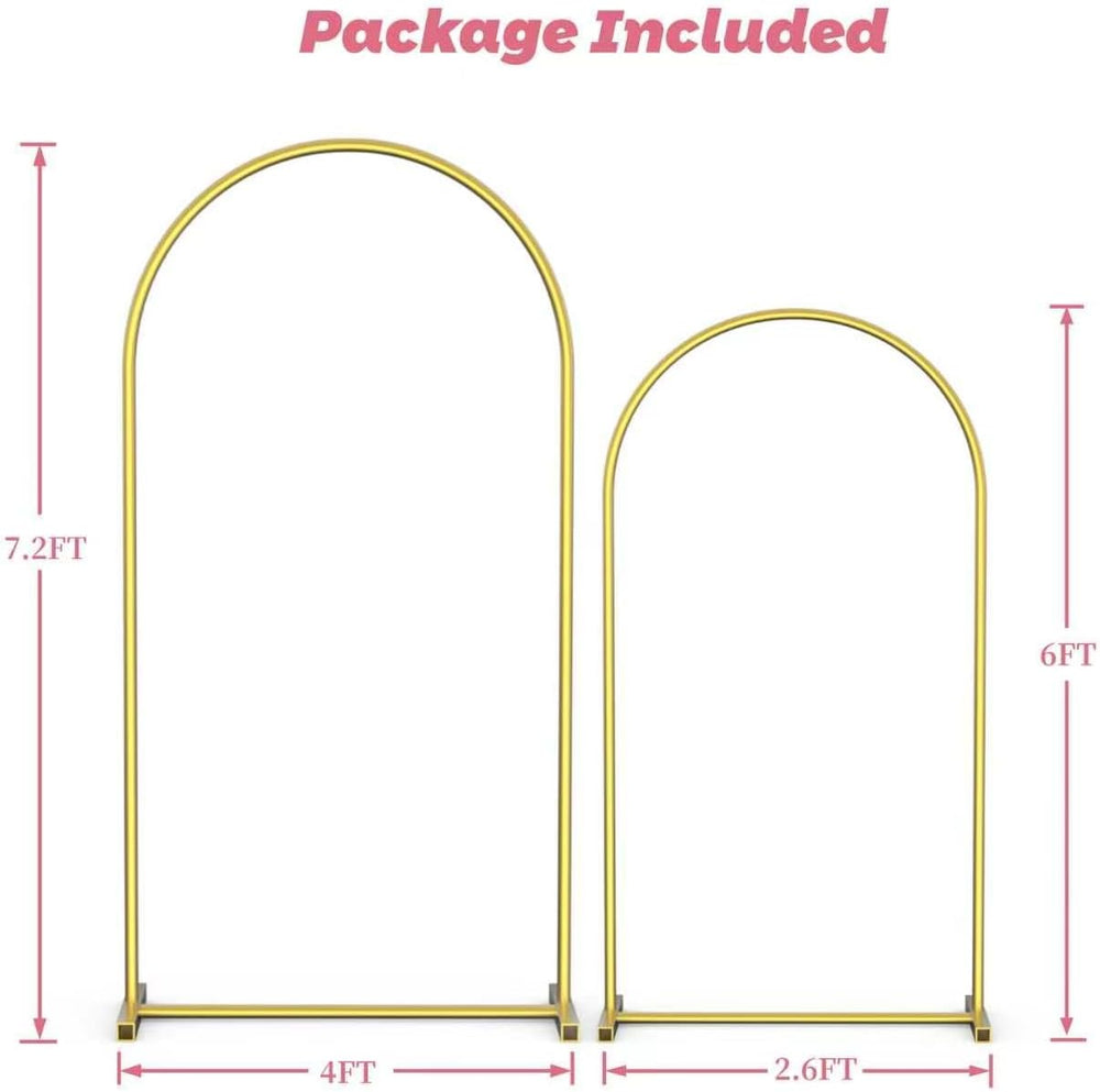 Arch Backdrop Stand Set of 2 (7.2FT,6FT), Gold Metal Arch Stand