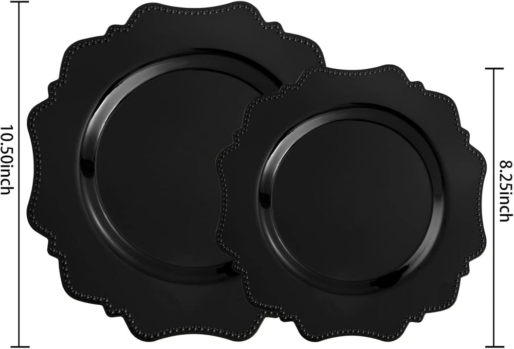 COLOSUS 60PCS Black Plastic Plates, Heavy Duty Disposable Plates for Party.