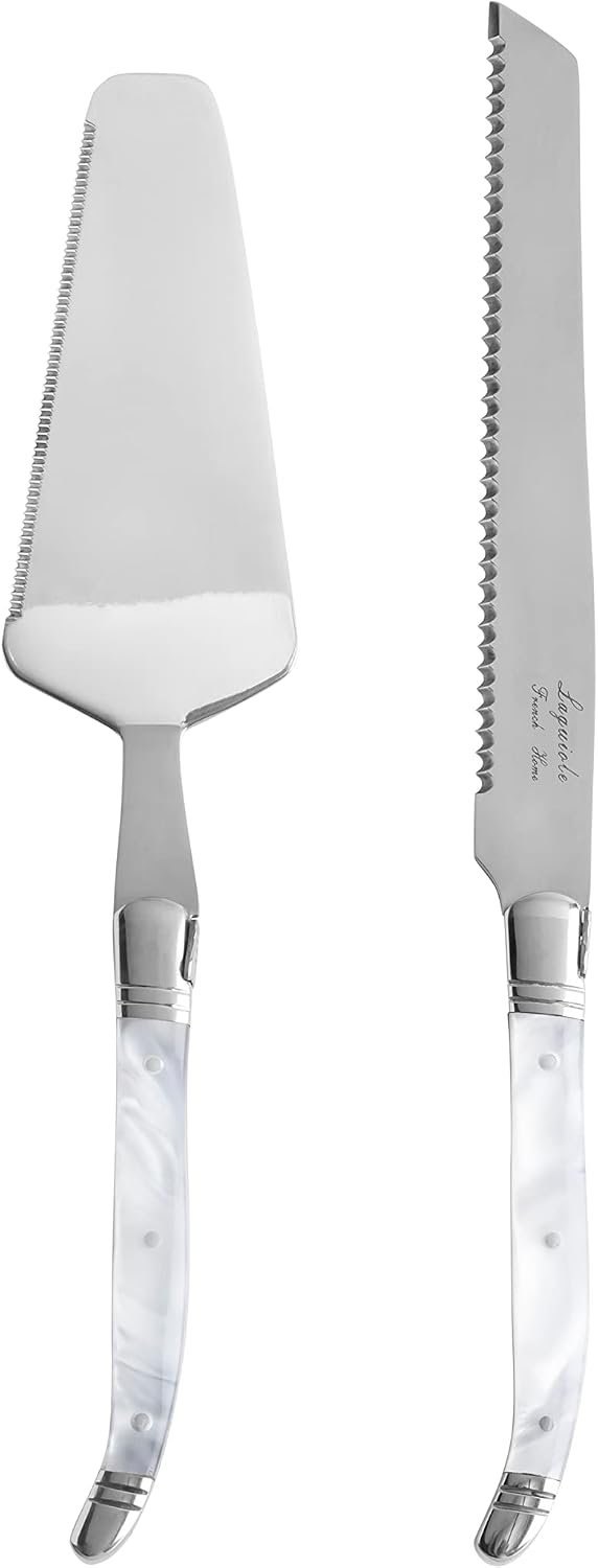 French Home Connoisseur Laguiole Cake and Pie Server Set, Pearl White