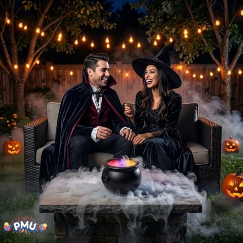 PMU 2pc Cauldron set, 10in Black Cauldron w/Mist Maker & Multicolor Fogger