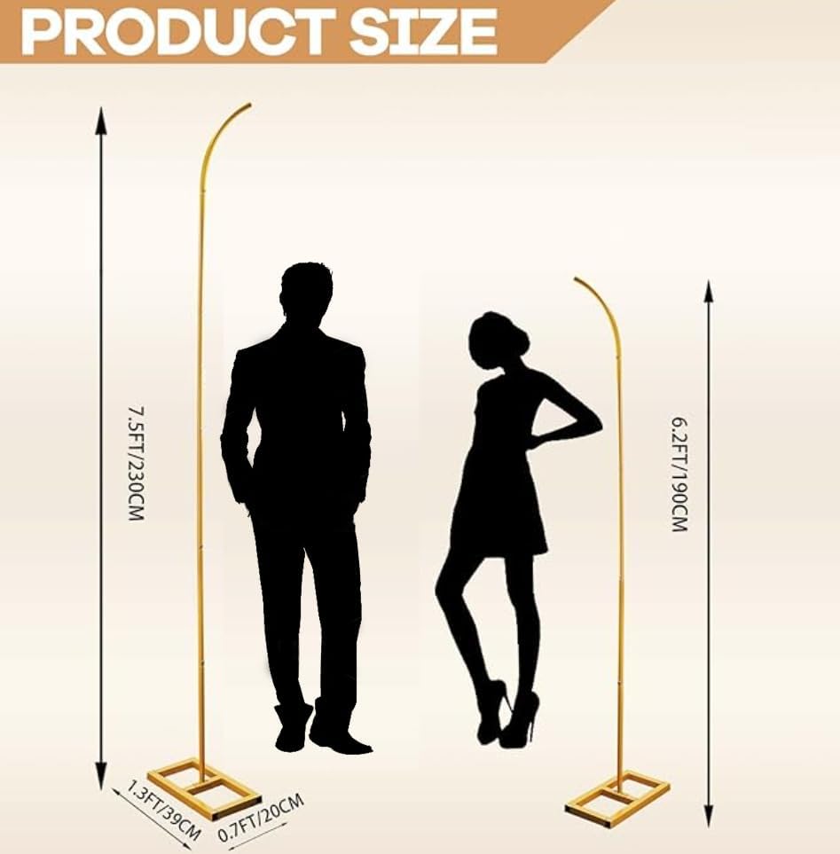 Bazen Half Balloon Arch Stand 7.5FT&6.2FT Wedding Arch Stand With Base Gold