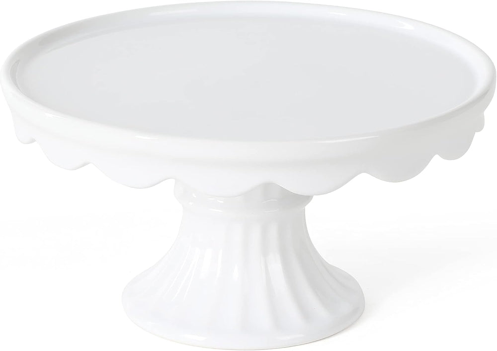 Martha Stewart Patterson 10" Round White Stoneware Pedestal Cake Stand, ...