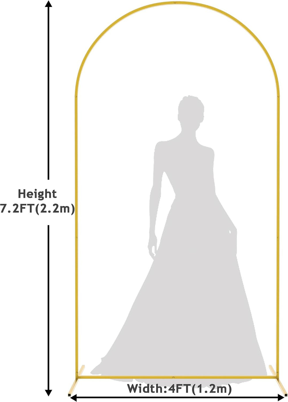 Asee'm 7.2FT Gold Metal Arch Backdrop Stand Wedding Balloon Background