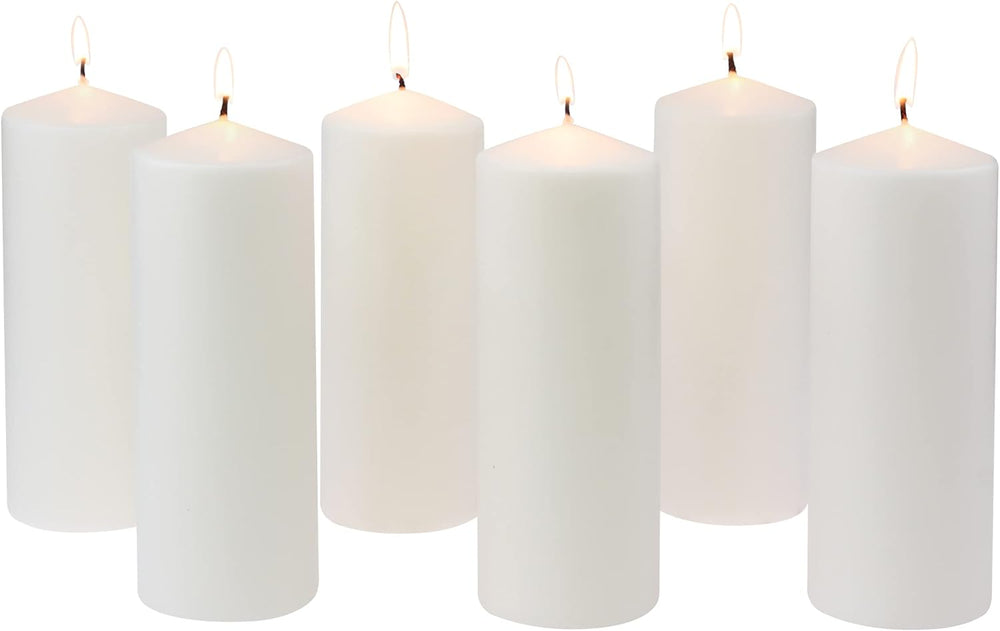Stonebriar Unscented White Tall Pillar Candles, 80 Hour Burning Candle Pillar...