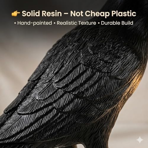 Shandaglo Raven Lamp Gothic Decor, Black Crow Table Light with LED Bulb E12