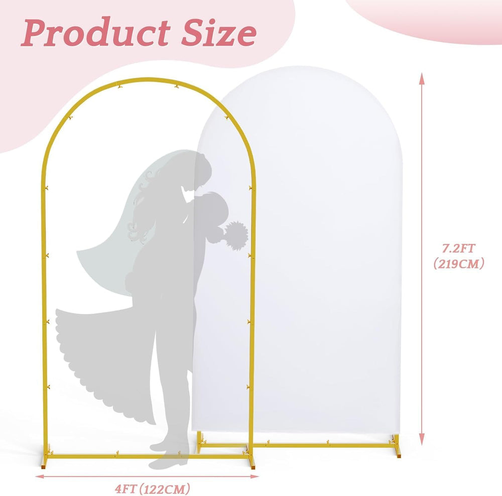 7.2FT Metal Balloon Arch Stand and Cover Set, Gold