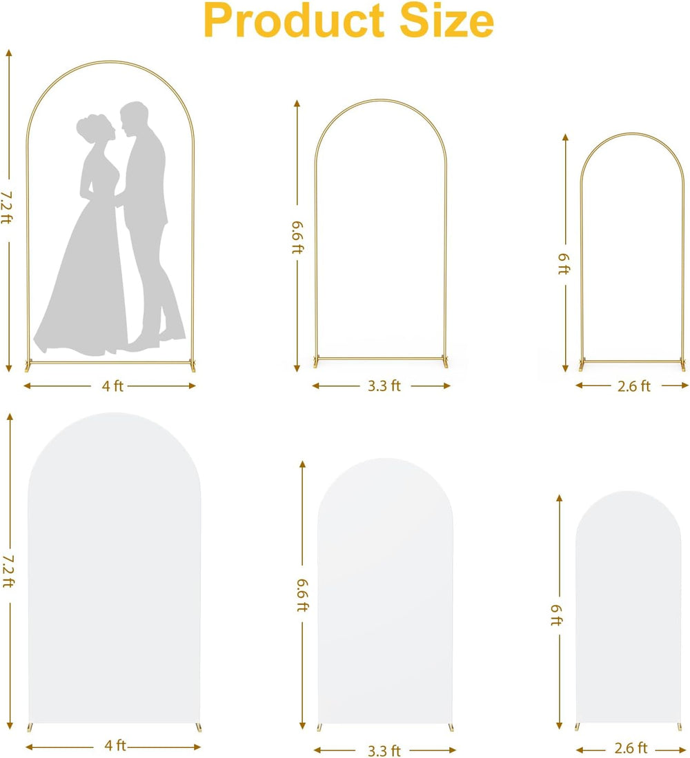 Metal Arch Backdrop Stand and Cover Set 7.2FT/6.6FT/6FT