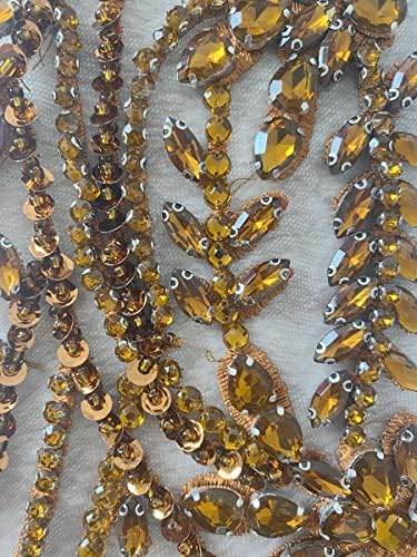 Handmade Rhinestones lace Applique sew on Beads Sequins Trim Patches Accessor...